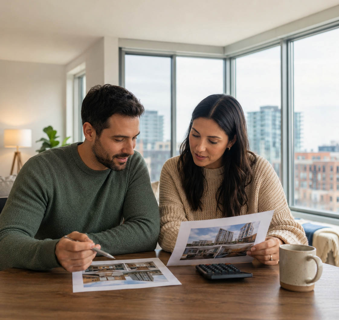 Person reviewing rent-versus-buy housing costs for a Waterloo condo purchase